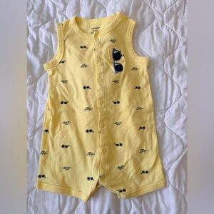 Carter's Bright Yellow Baby Romper with Blue Accents